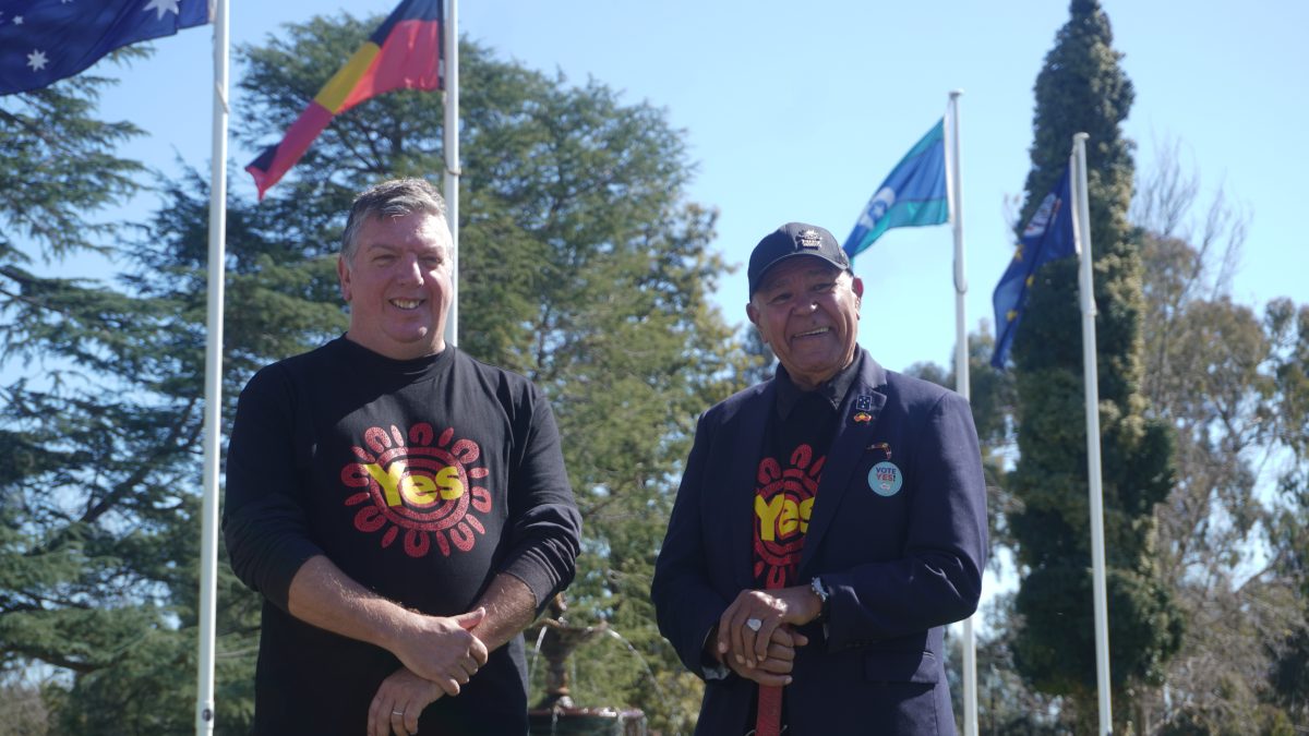 Riverina for Yes co-captain Nick Spragg and First Nations elder Uncle Hewitt Whyman