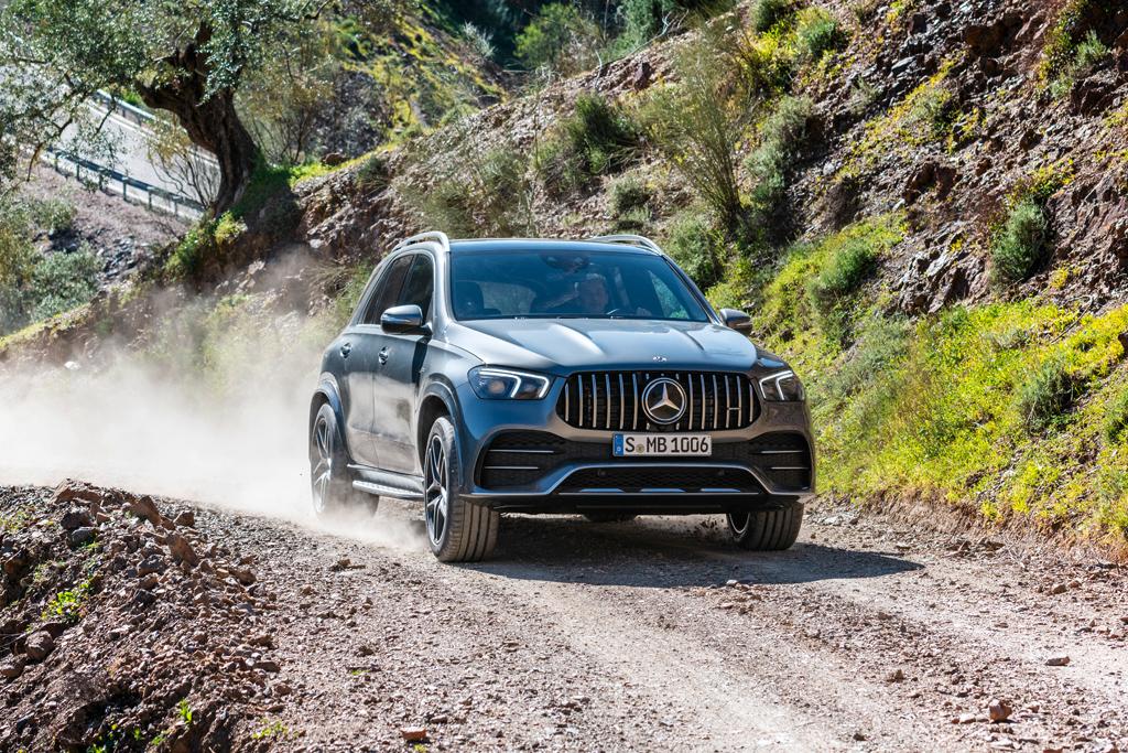 2019 Mercedes Benz GLE53 on a dirt road
