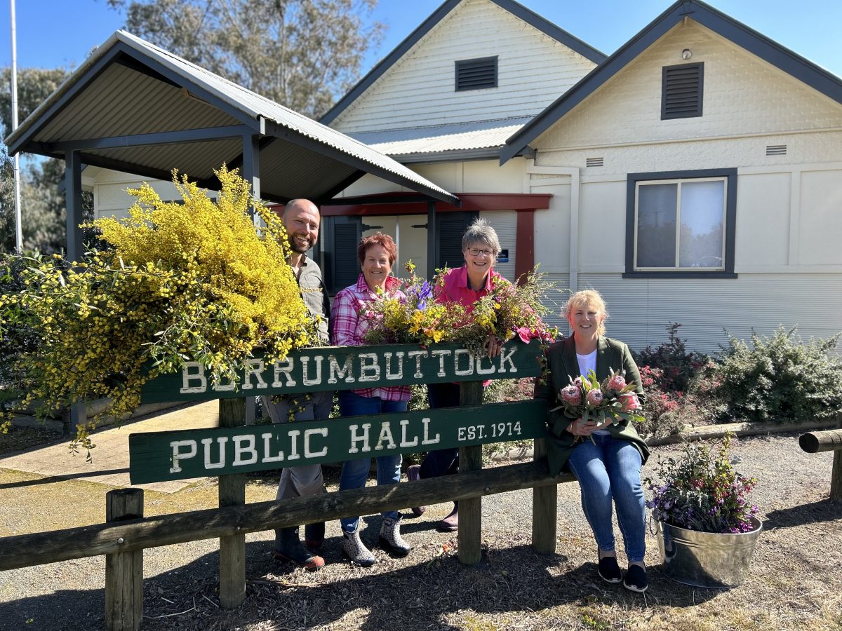 Burrumbuttock Flower Show organisers and volunteers Pascal Proteau, Janice Whitty, Marion Vile and Bec Lindner