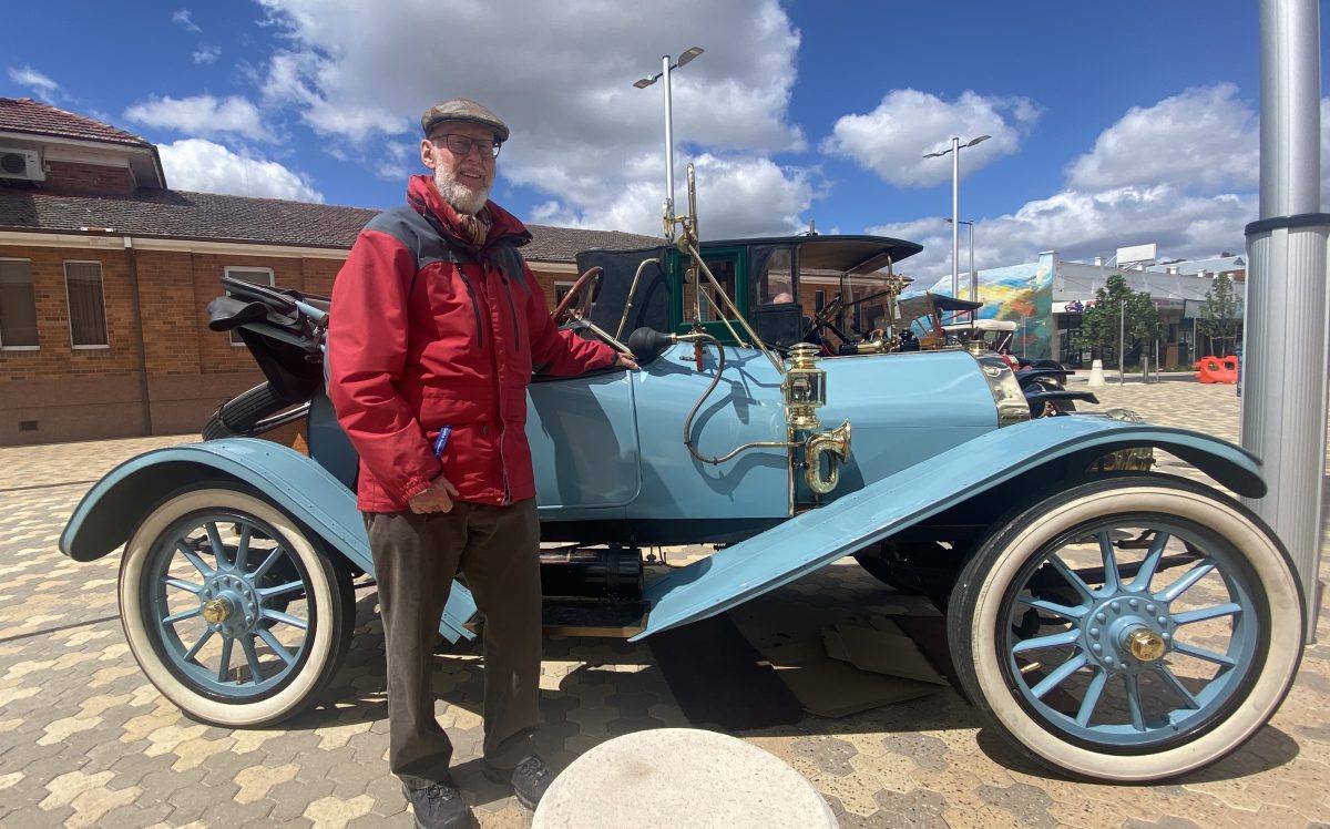 Nick Nowak and his vintage car