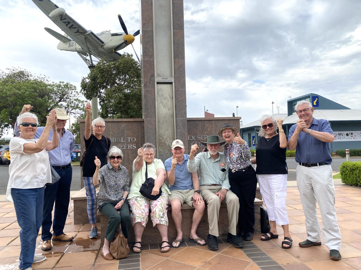 Group of old people in front of visitor centre