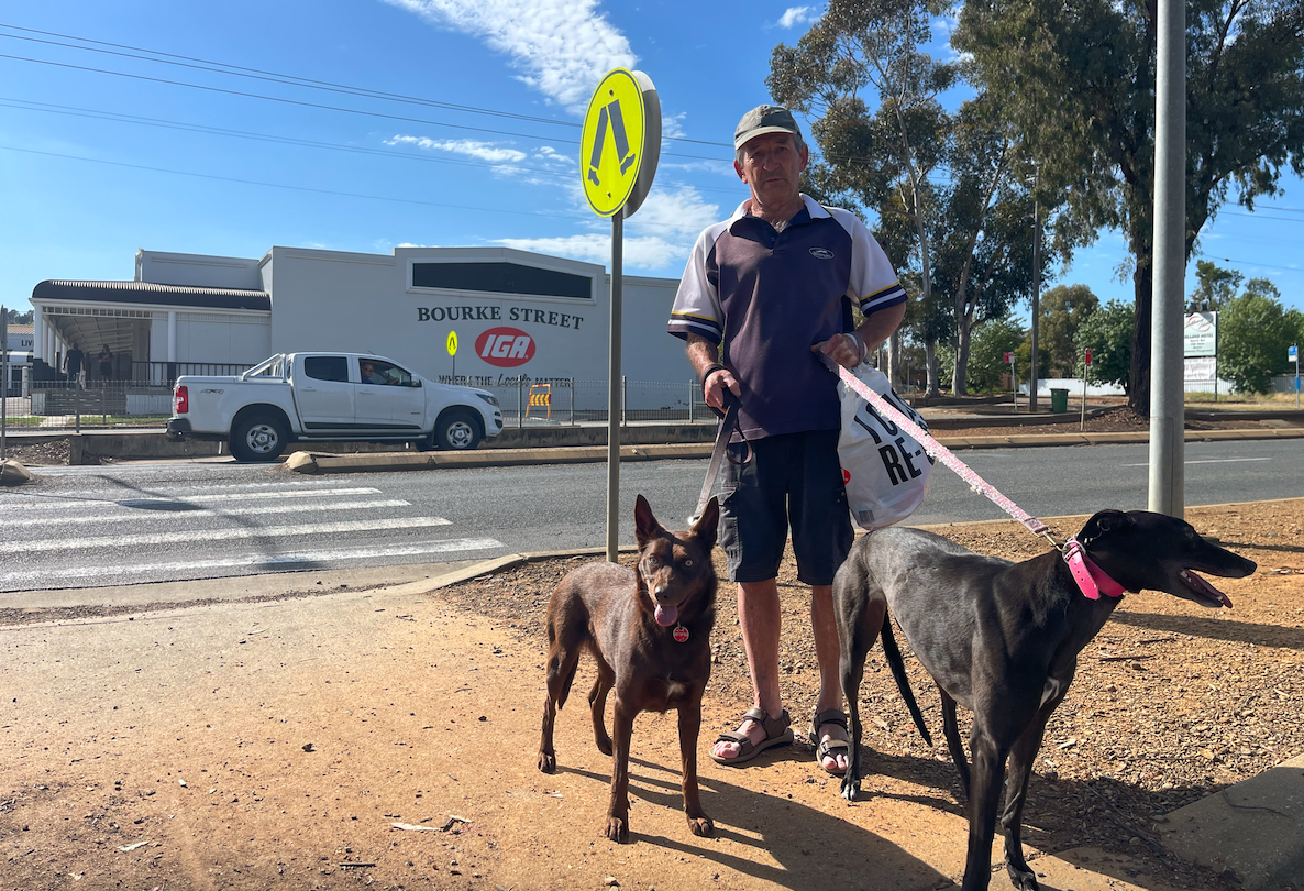 Tolland resident Garry crosses Bourke Street every day with his dogs