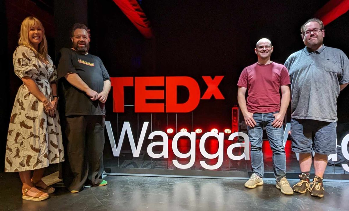 Speakers for TEDx Wagga on stage 