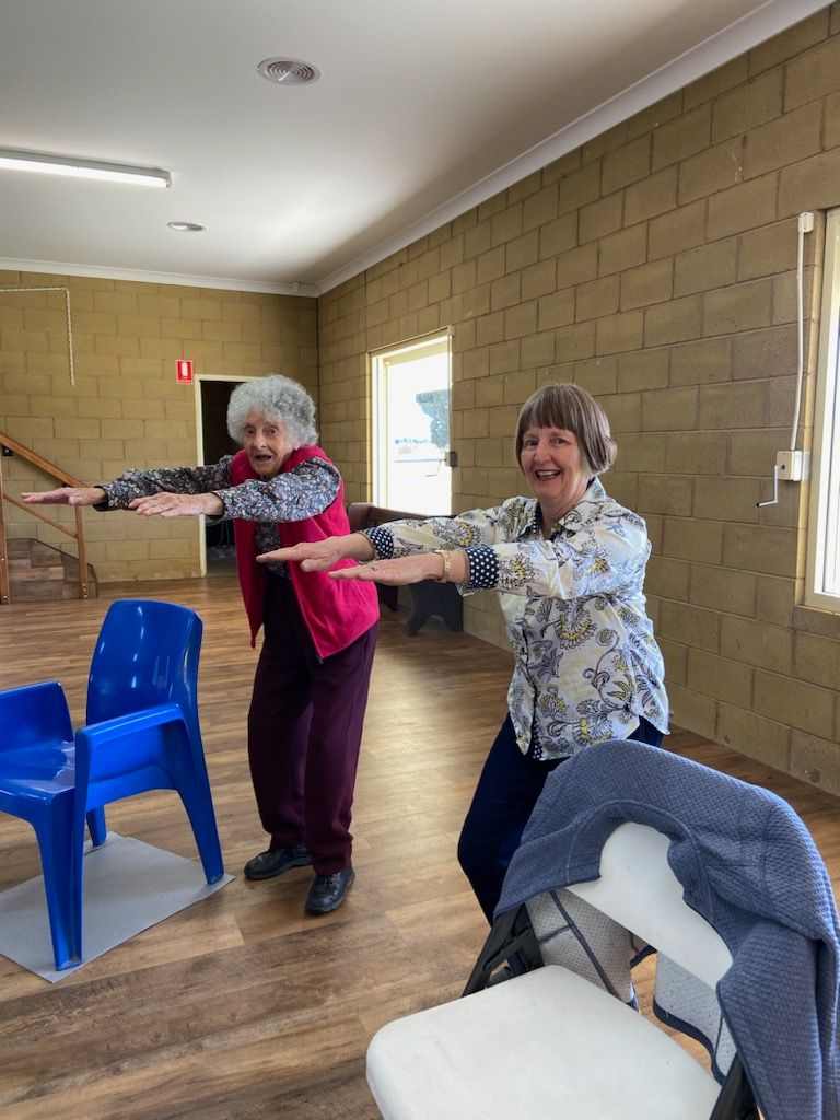 Ninety-nine-year-old Myree enjoying the class