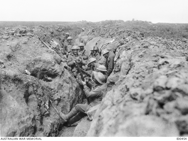 Australian troops in the trenches at Riencourt