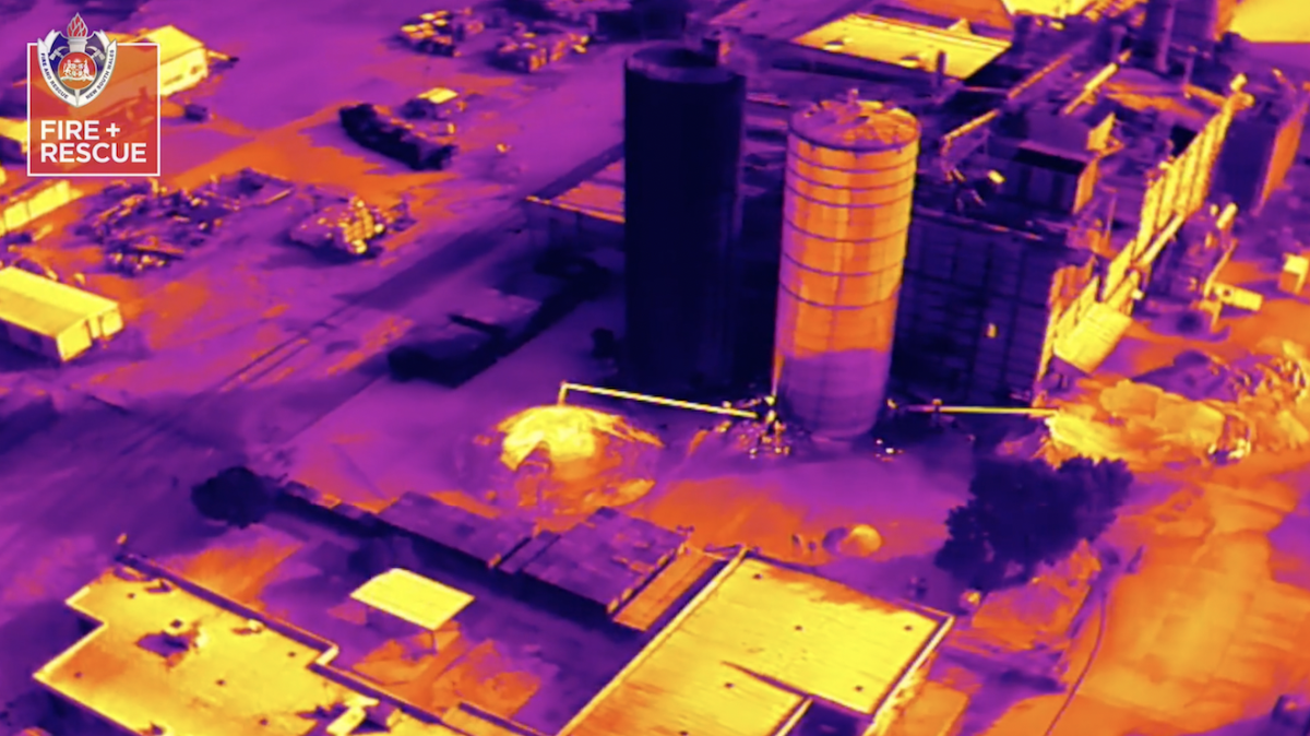 Thermal imaging cameras on drones provided Leeton firefighters with a unique perspective on a recent silo fire.
