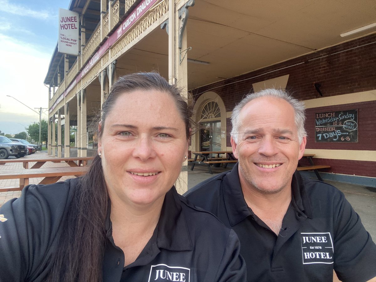 After transforming the Tarcutta Hotel, Emma and Brendon Reynolds are now working to restore the Junee Hotel.