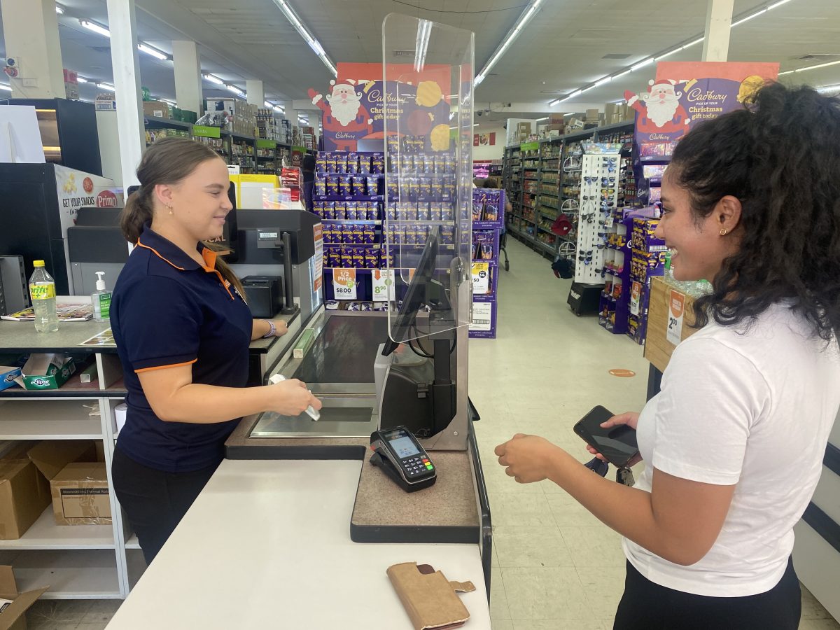 customer buying groceries