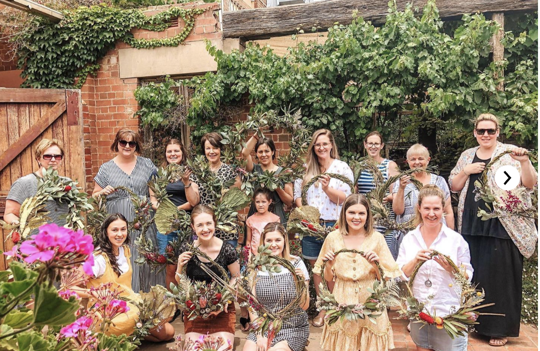 Junee Factory women who have made wreaths 
