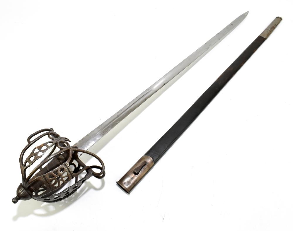 An example of a 19th-century Scottish basket-hilt broadsword.