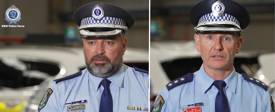 NSW Police Acting Assistant Commissioner Anthony Boyd and Crash Investigation Unit Commander Inspector Jason Hogan.