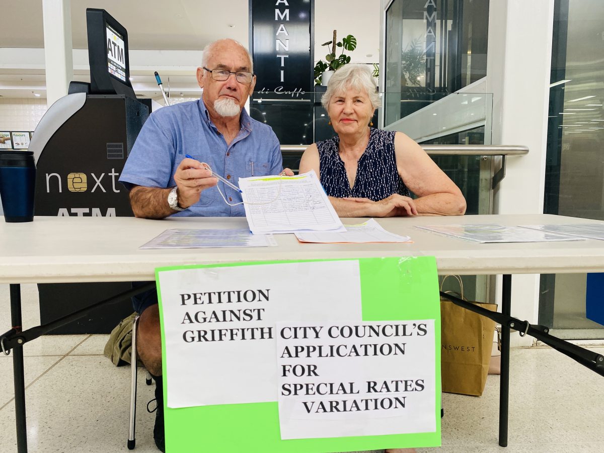 Two pensioners with a petition 