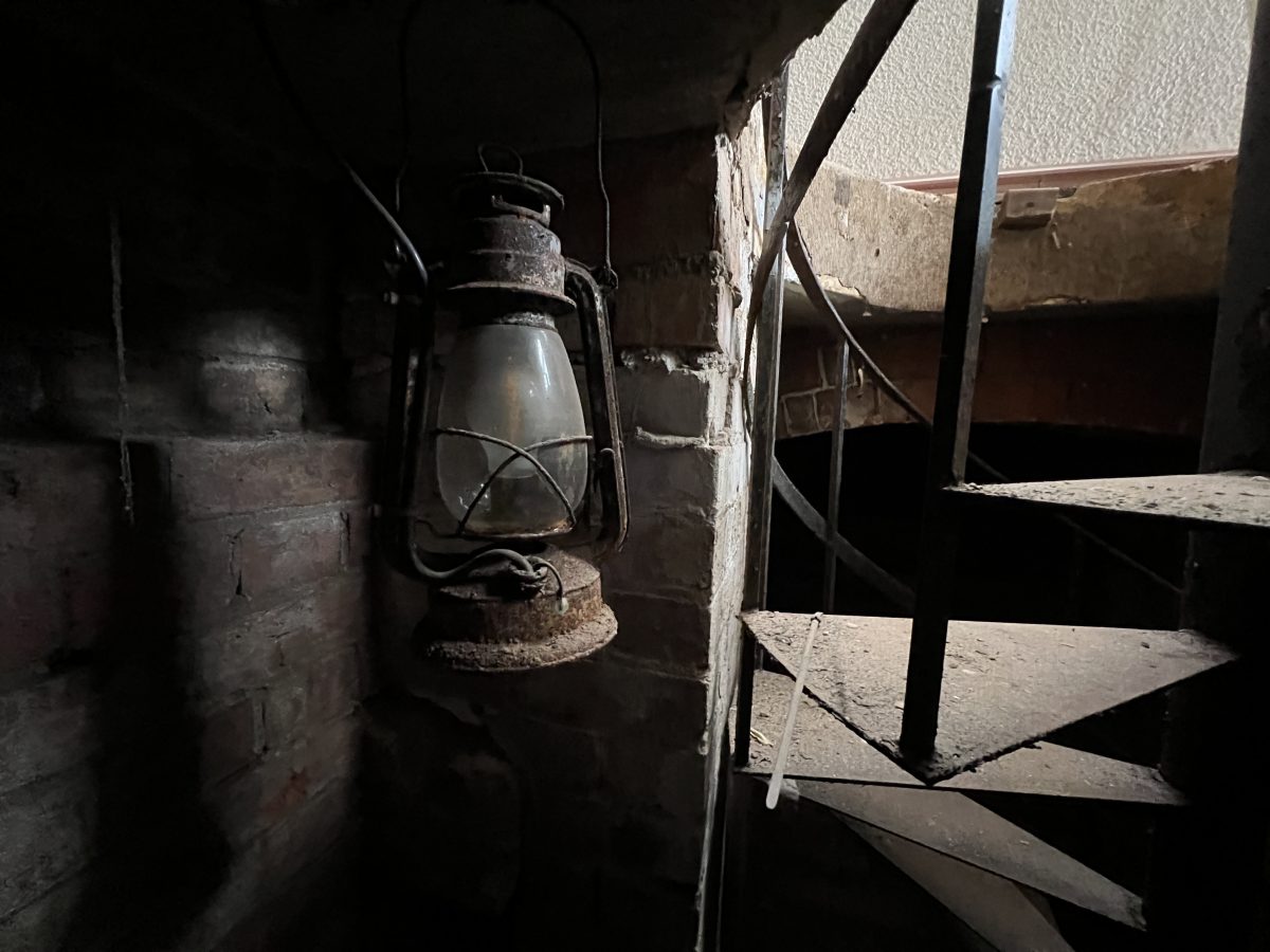 The old hurricane lanterns remain connected to the power.