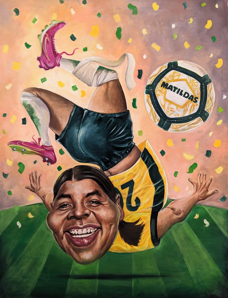 painting of female soccer player