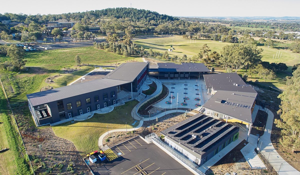 aerial view of a school