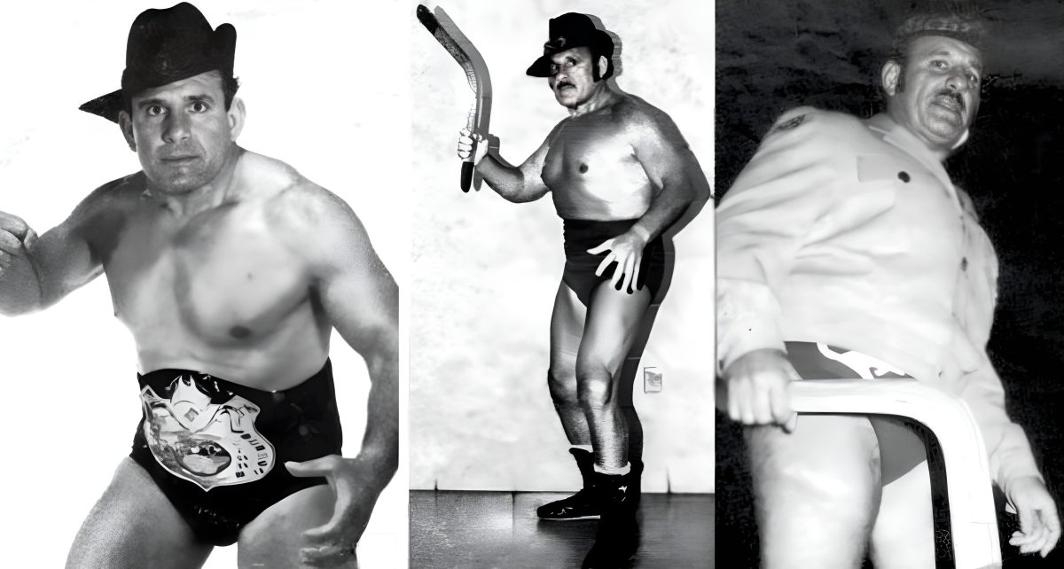 pro wrestler with slouch hat and boomerang