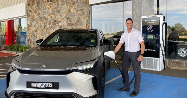 Toyota’s first fully electric car now selling in Griffith as dealership celebrates half century