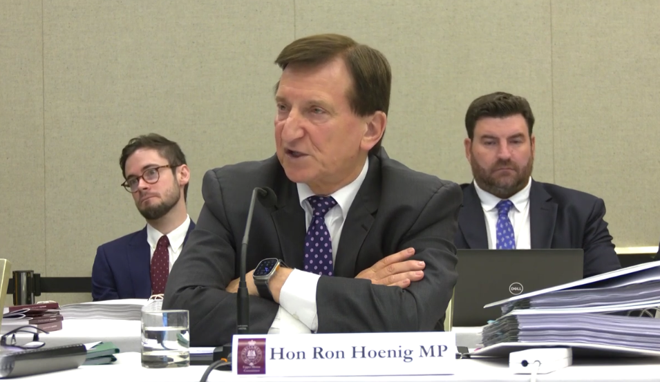 Local Government Minister Ron Hoenig at Budget Estimates.