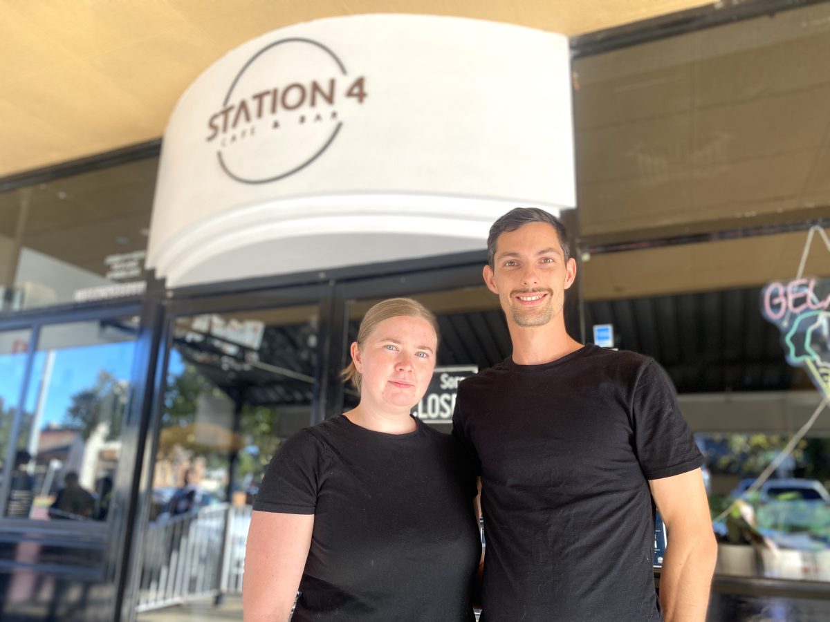 Couple outside Station 4 restaurant