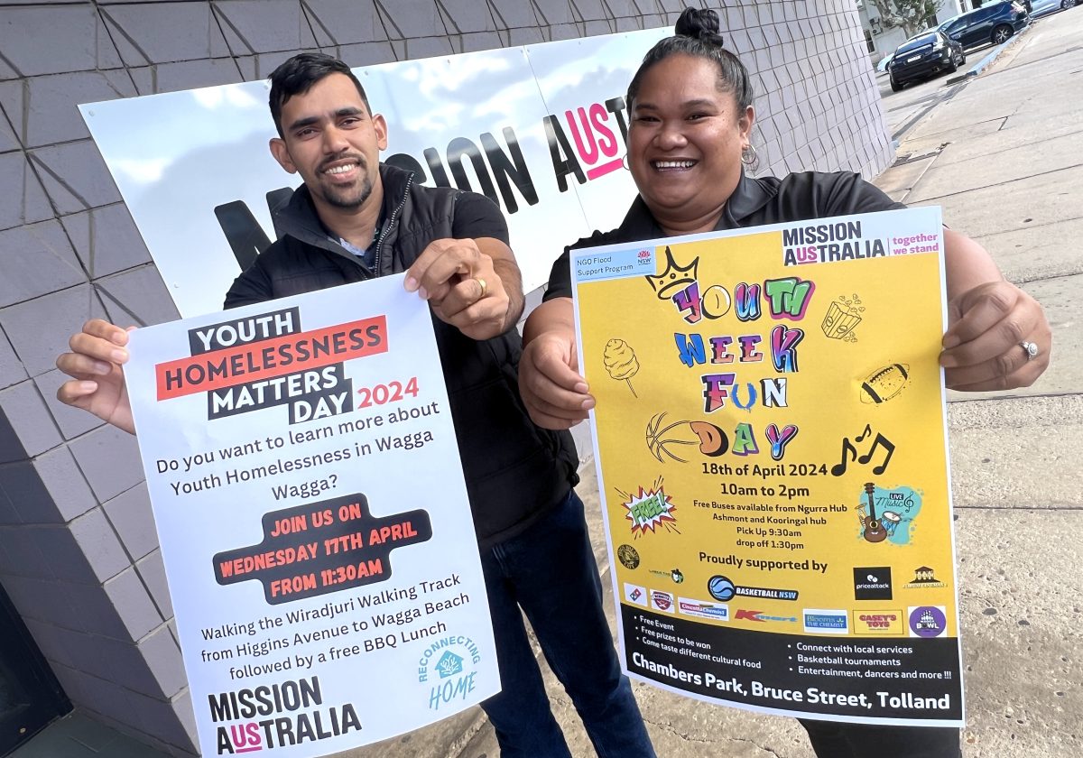 Mission Australia's Simon Stephen and June Tusiupu are gearing up for Youth Week in Wagga. 