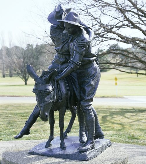 <em>Simpson and his donkey, 1915</em> by sculptor Peter Corlett. 