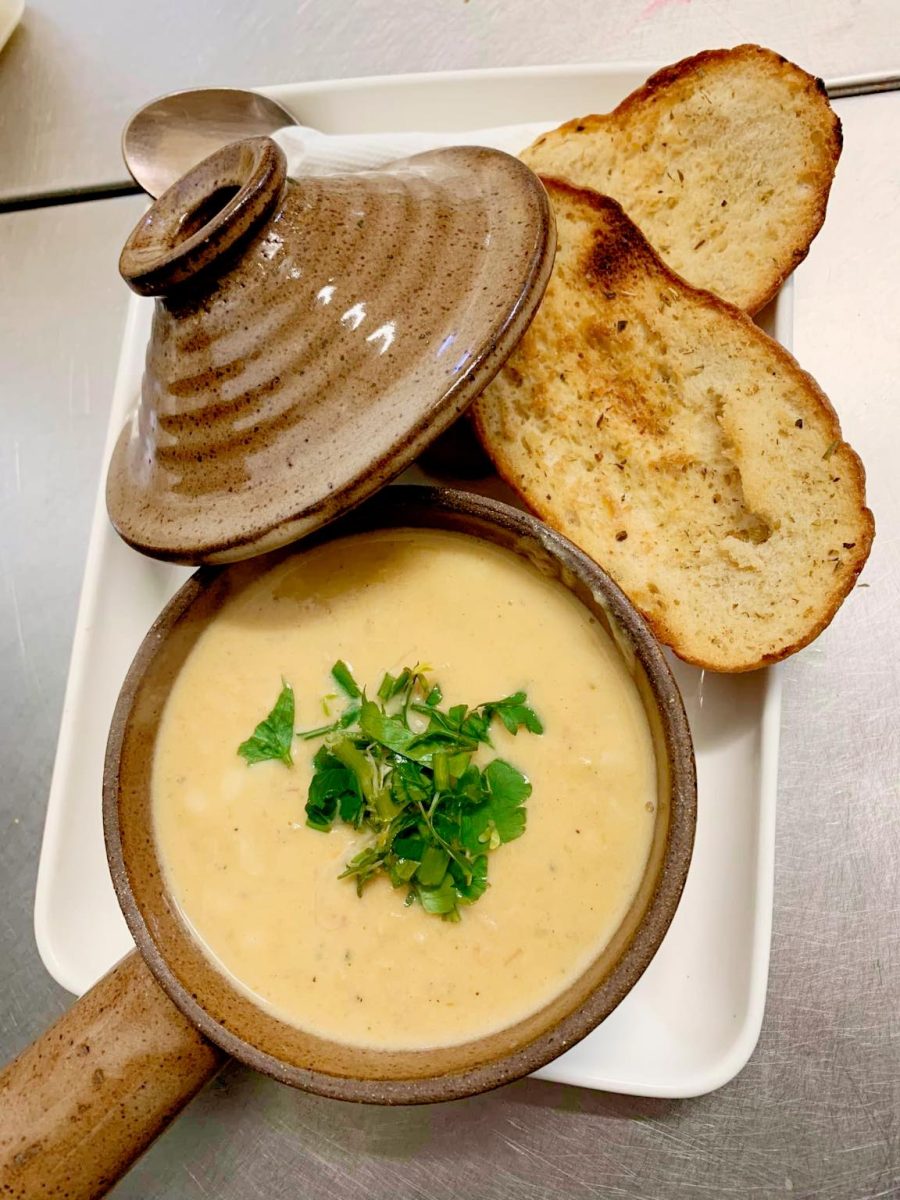 Creamy pumpkin soup and toasted sourdough