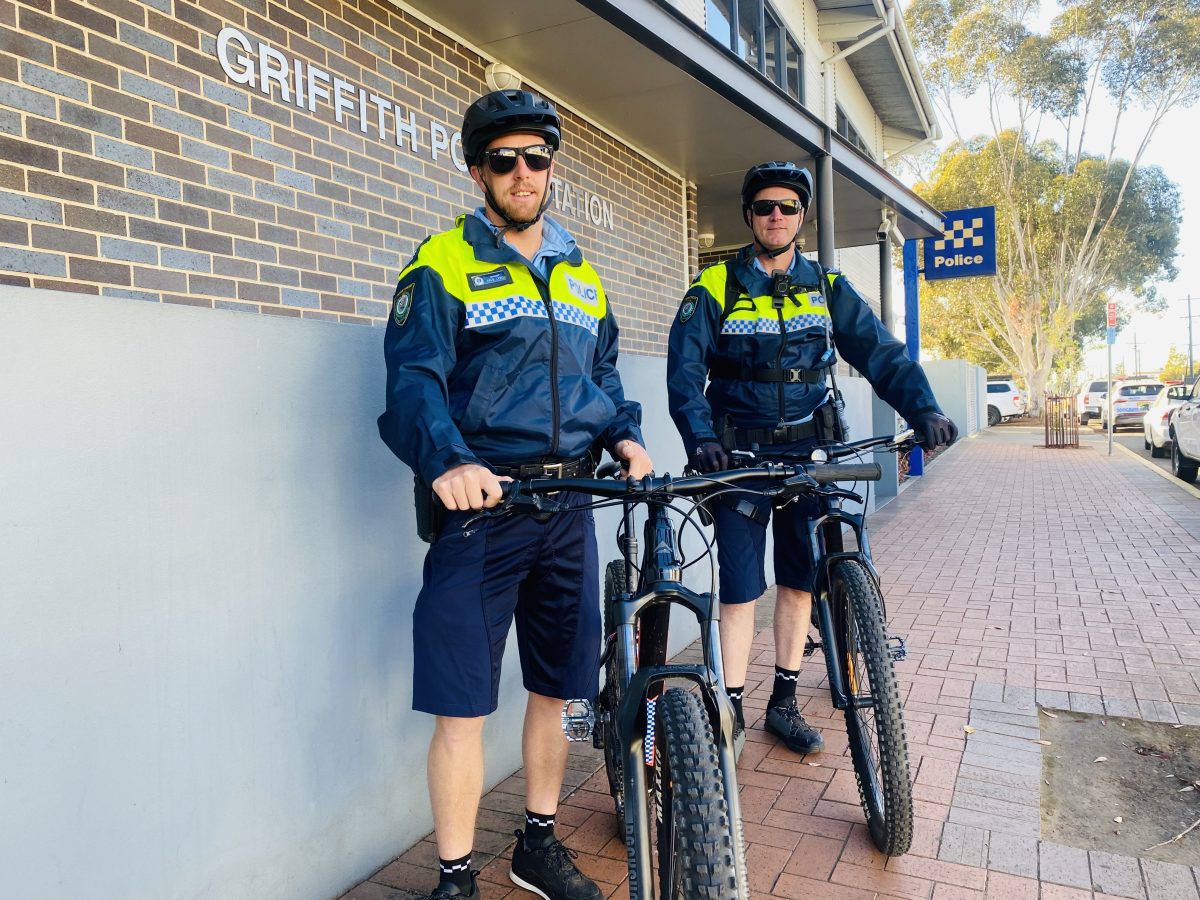Griffith police have been getting on their bikes recently to connect with residents. 