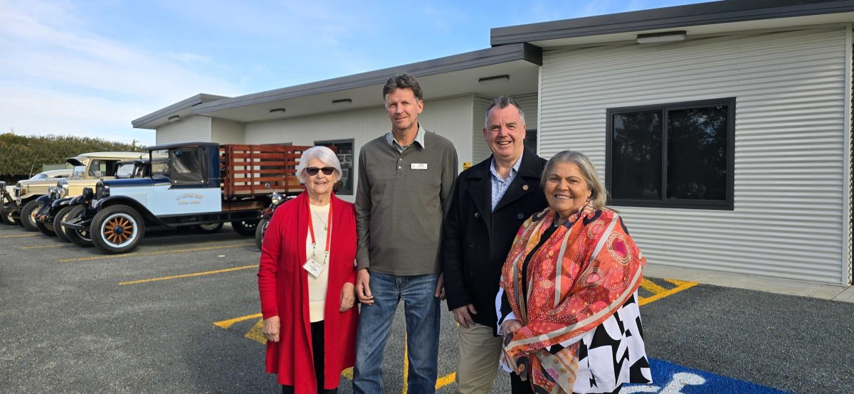 University of the Third Age president Daphne Carswell, Wagga Wagga Veteran and Vintage Motor Club vice president Rob Le Lievre, Mayor Dallas Tout and Aunty Mary Atkinson