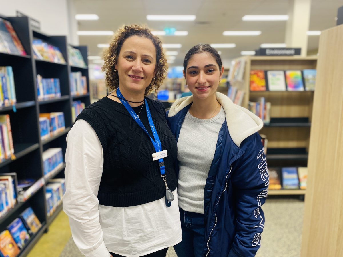 Shirine Nehme and her mum at library 