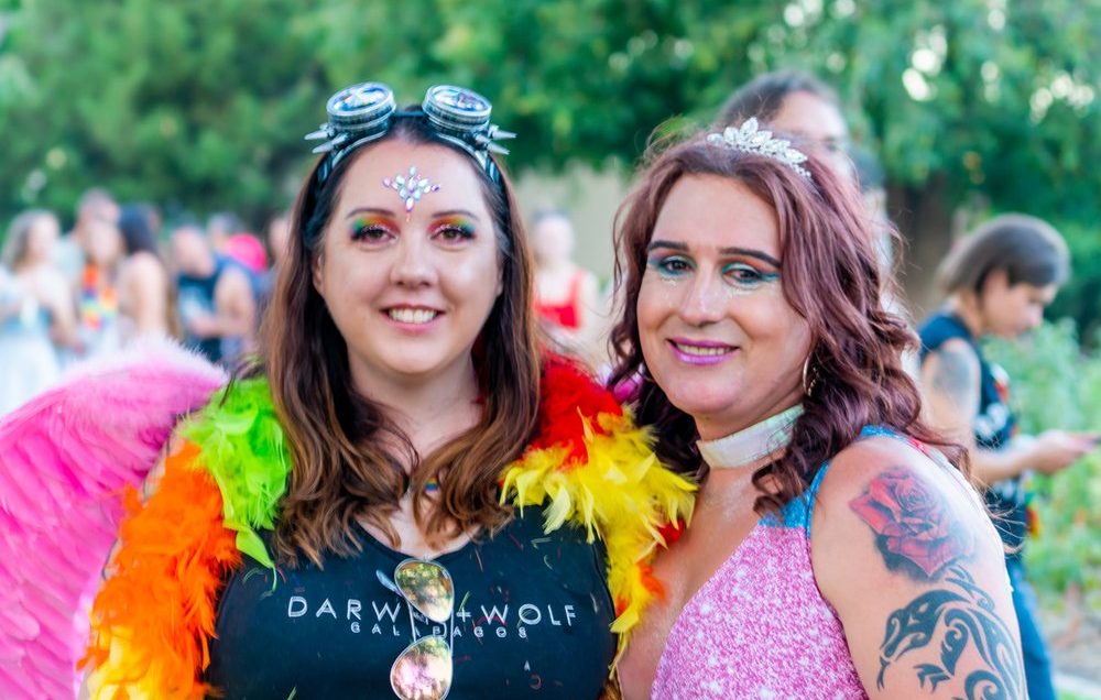 Cristy Houghton and Holly Conroy celebrating the Wagga Wagga Mardi Gras. 