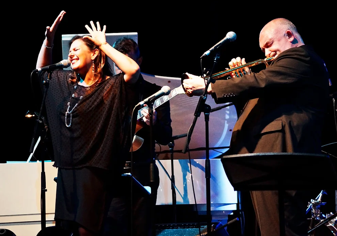 Big Band Blast co-founder Jacki Cooper performing on tour with brother-in-law James Morrison.