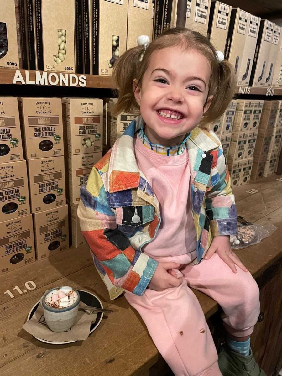 Young Evelyn celebrated World Chocolate Day last year at Junee Licorice and Chocolate Factory.