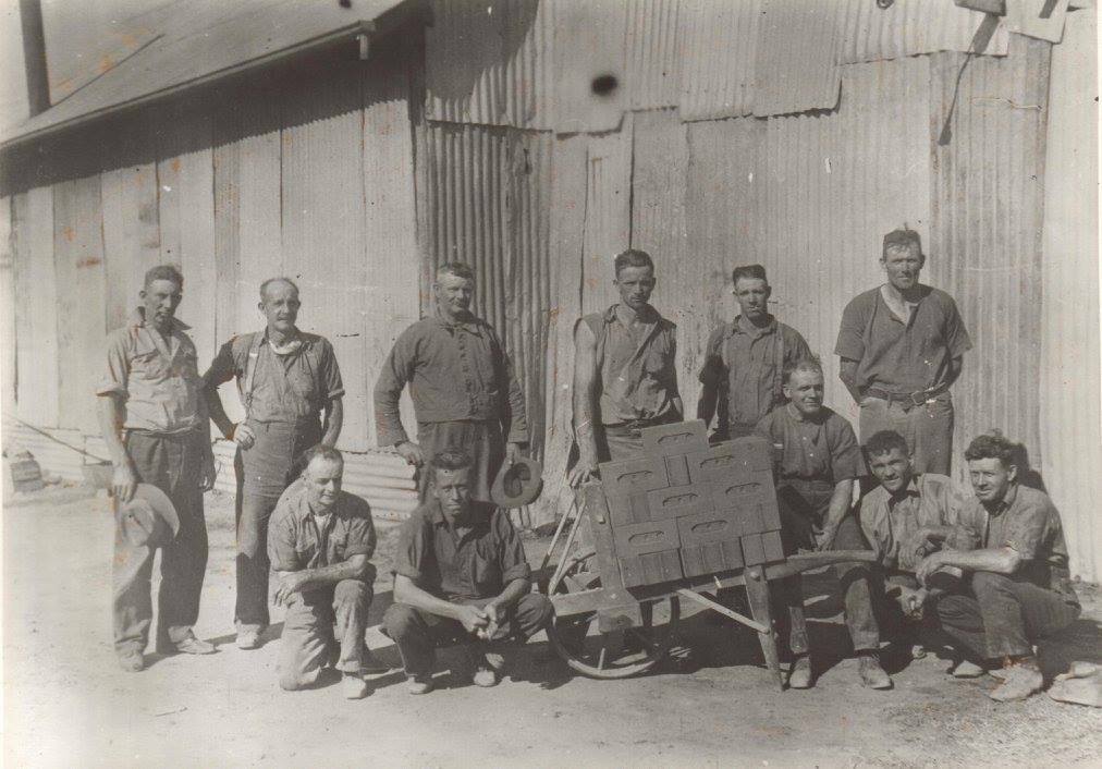 The staff of Willis Bricks in the 1930s, including Mr Rudd, Jim &amp; Bill Podmore, Dick Deisell, Wal &amp; Ned Willis and Ted Beazley.