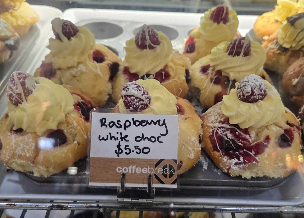 A must-try on the Coffee Break menu is a raspberry, white chocolate muffin. 