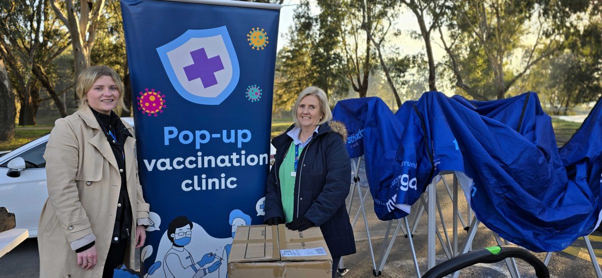 Murrumbidgee Primary Health Network covid support officer Charlotte Johnson and clinical programs and emergency response manager Peta Anderson