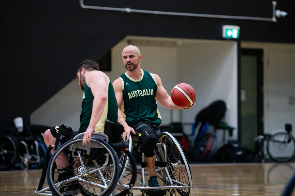 wheelchair basketballer in action 