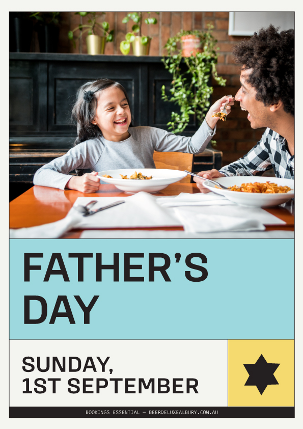 Father's Day promo of daughter and dad sharing a meal