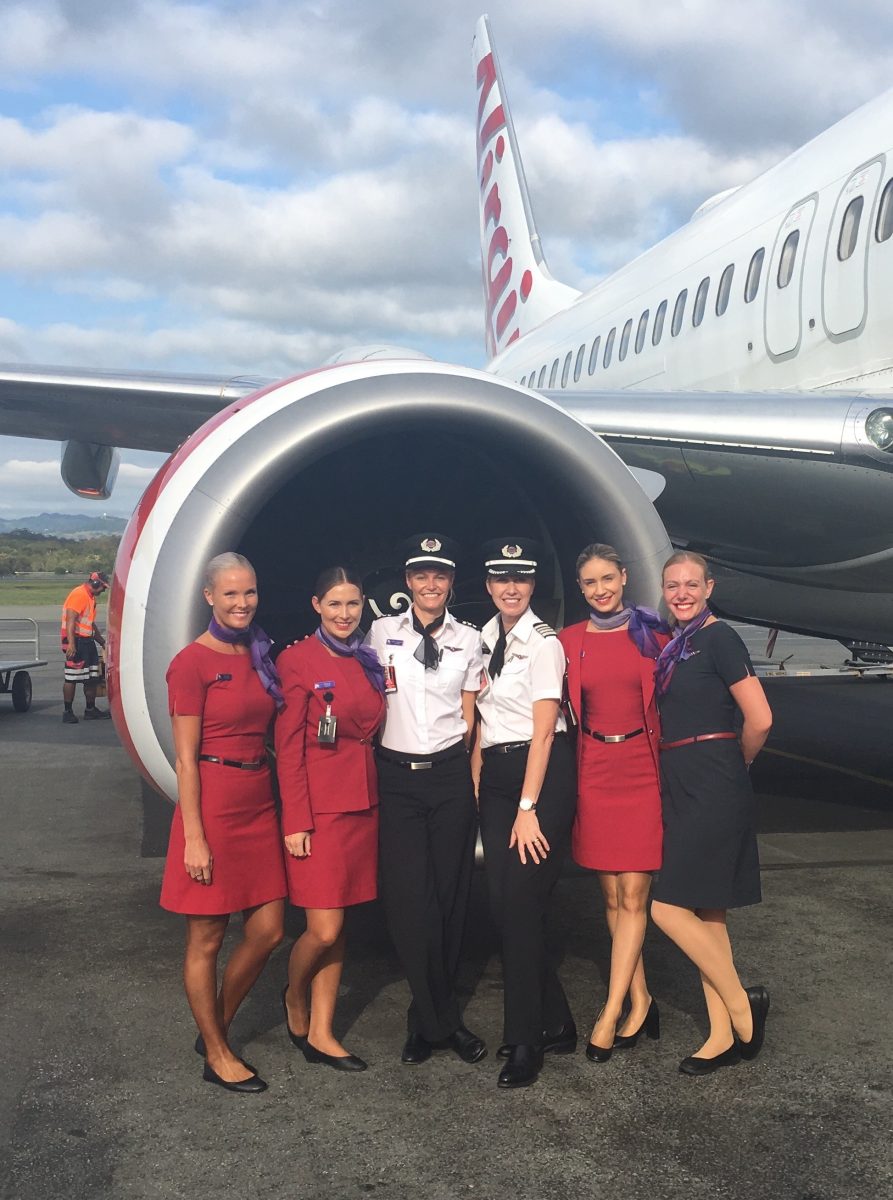 Flight crew in front of aircraft 