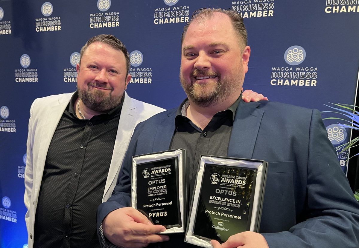 Josh Dent and Bret Power from Protech Personnel picked up two awards at the Golden Crows. 