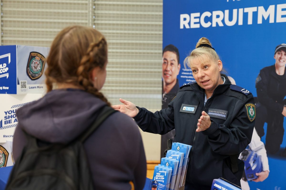 NSW Police Officer recruiting listeners.