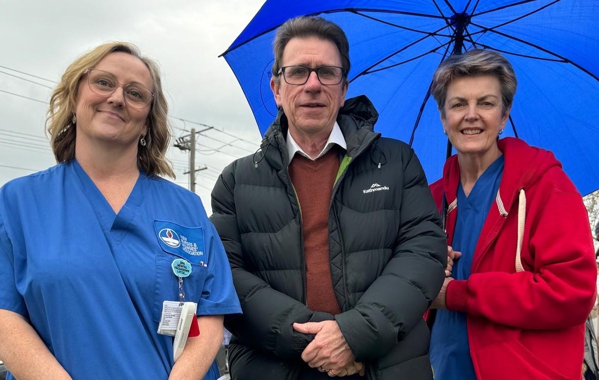 In July, Dr Joe McGirr stood with the NSW Nurses and Midwives Association at a rally in support of local nurses. 