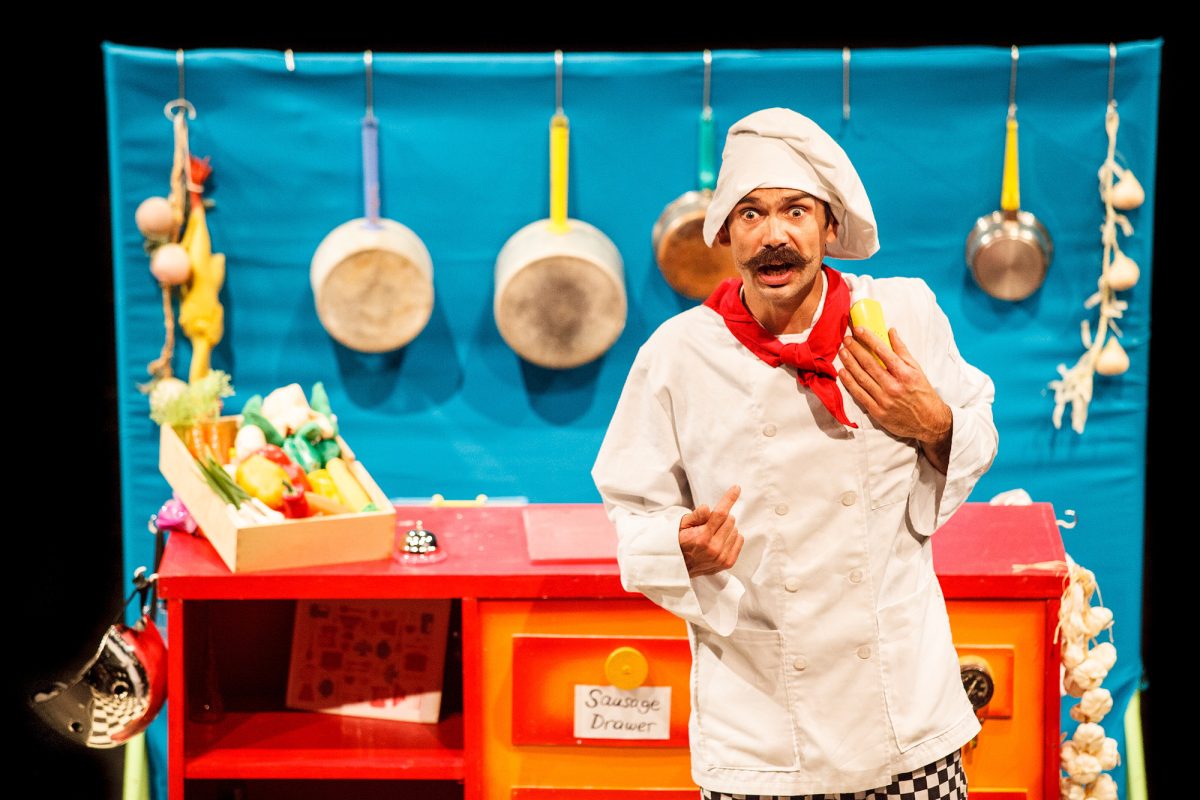 Josh Burton plays the hapless kitchenhand Signor Baffo in a new interactive comedy show for kids which is coming to several regional towns this October.