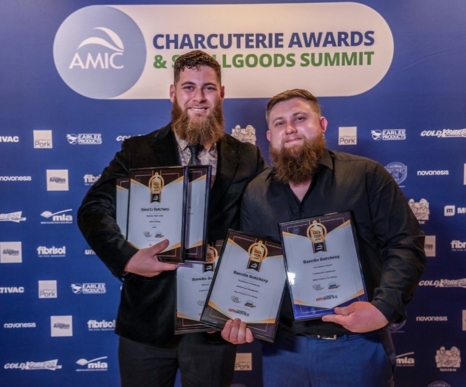 Jared Gerahty and Reese Jones from Borella Butchery picked up 21 awards at the recent Charcuterie Awards, including six golds.