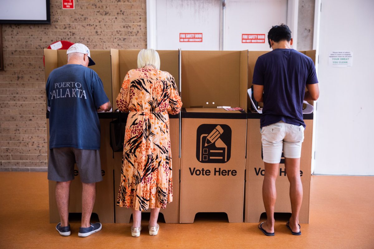 People voting at polling place 