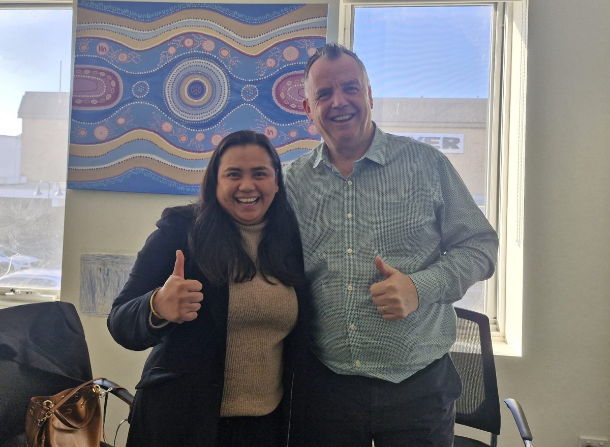 Karissa Subedi and her running mate Mayor Dallas Tout celebrate an election win. 