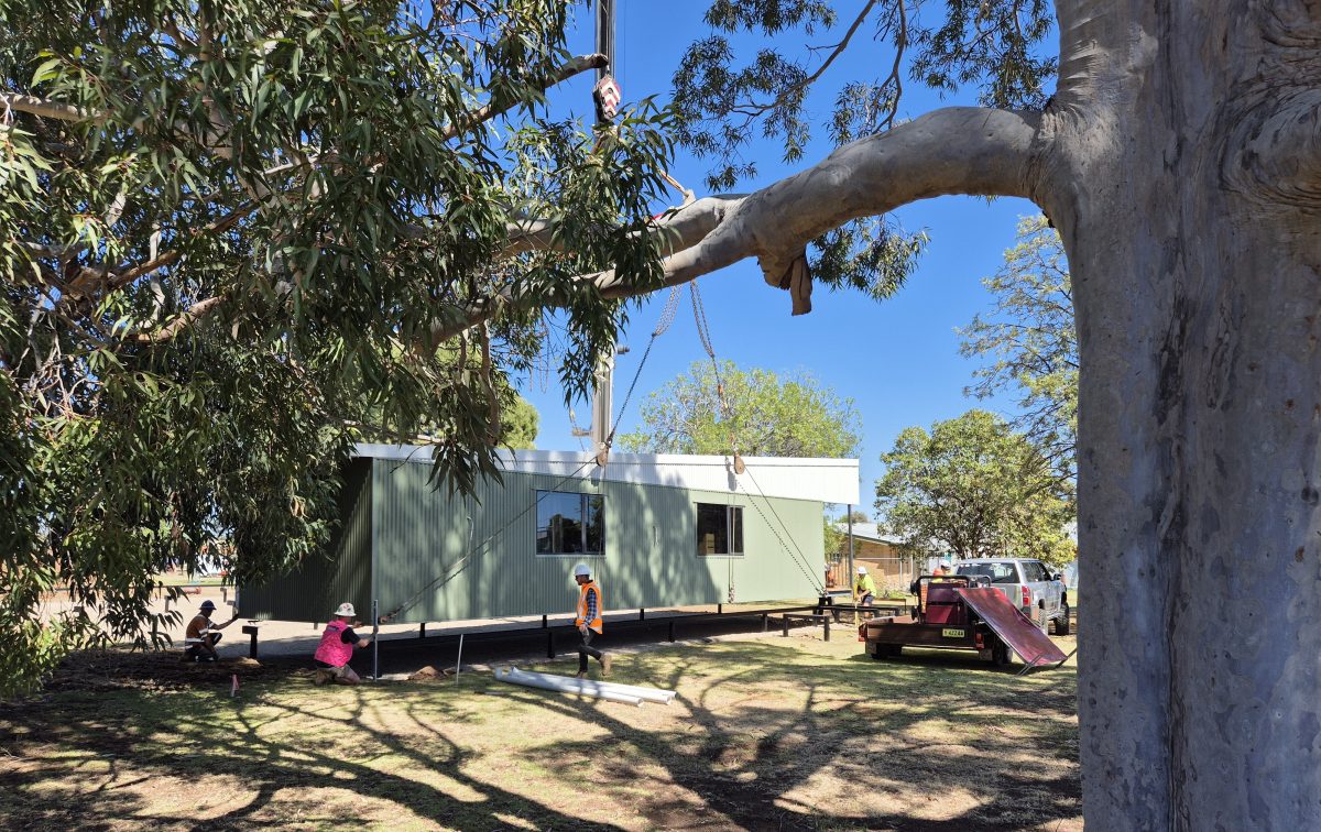 prefabricated units being erected