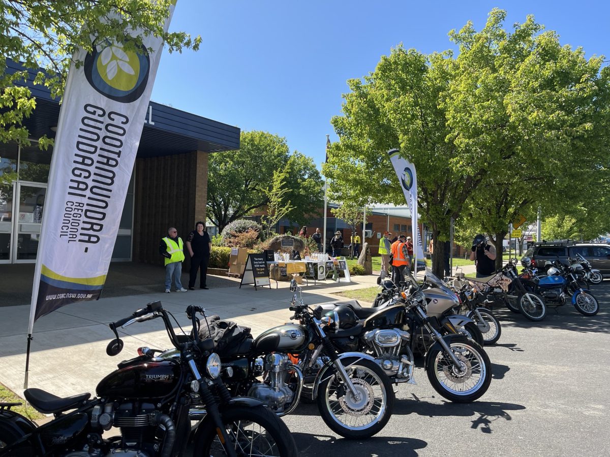 Motorcycles out the front of Cootamundra-Gundagai Regional Council.