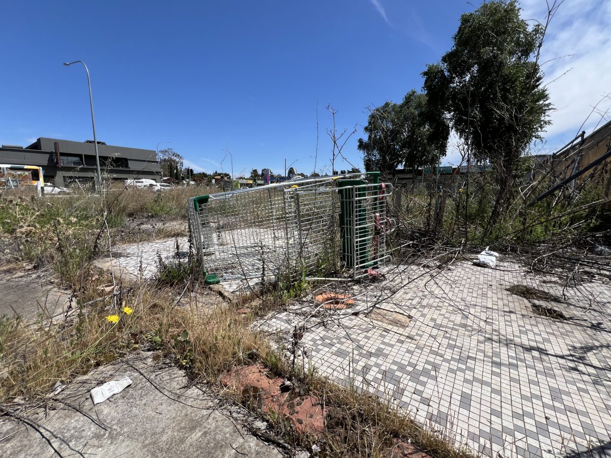 shopping trolley at vacant former commercial lot