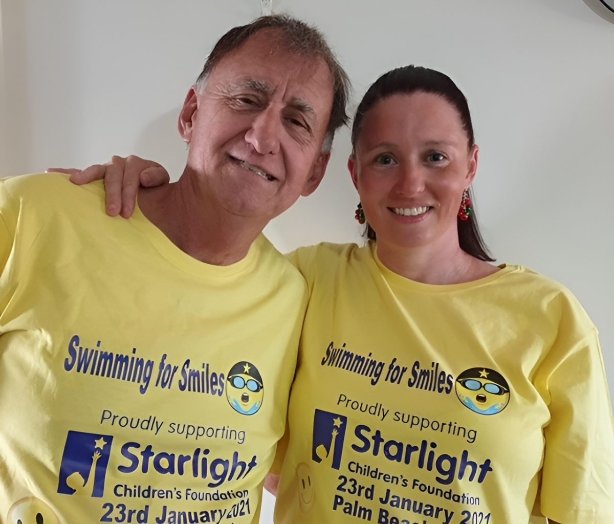 Jodie Millar and Dad in Starlight T-shirts