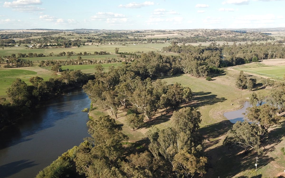 Aerial view of the regional country city of Wagga Wagga and Murrumbidgee River. Wagga Wagga is a major regional city in the Riverina region of New South Wales, Australia.